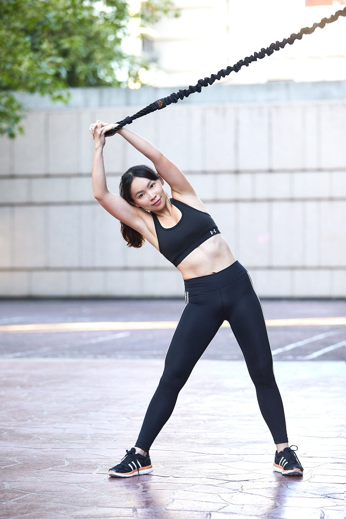 Dynamic Band overhead oblique crunch for a strong core